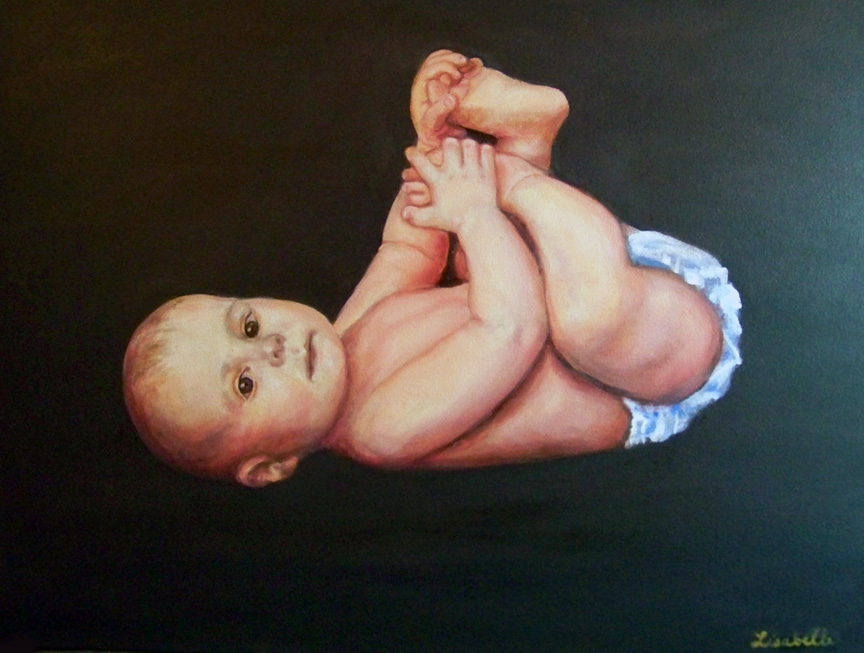 Art by Lisabelle Portraits of People and Pets Since 1987. Oil Portraits of Infants and all age groups.  Happy Mother's Day 2012 from Art by Lisabelle, BABY GARCIA 18x24" oil on canvas. 