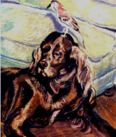 Painting by Lisabelle of an Irish Setter Dog. 18x24"