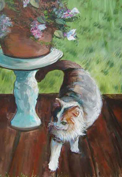 Acrylic portraits by Lisa Bell   Cal lee lee a cat and what a cat!