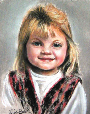 "Anna" Portraits of Children by Lisabelle, Pastel portraits from school photos, paintings in pastel of children, commission pastel paintings of children, children painted by Lisabelle,  A child's portrait, Hand painted pastel portraits, Pastel Portrait Artist Lisabelle