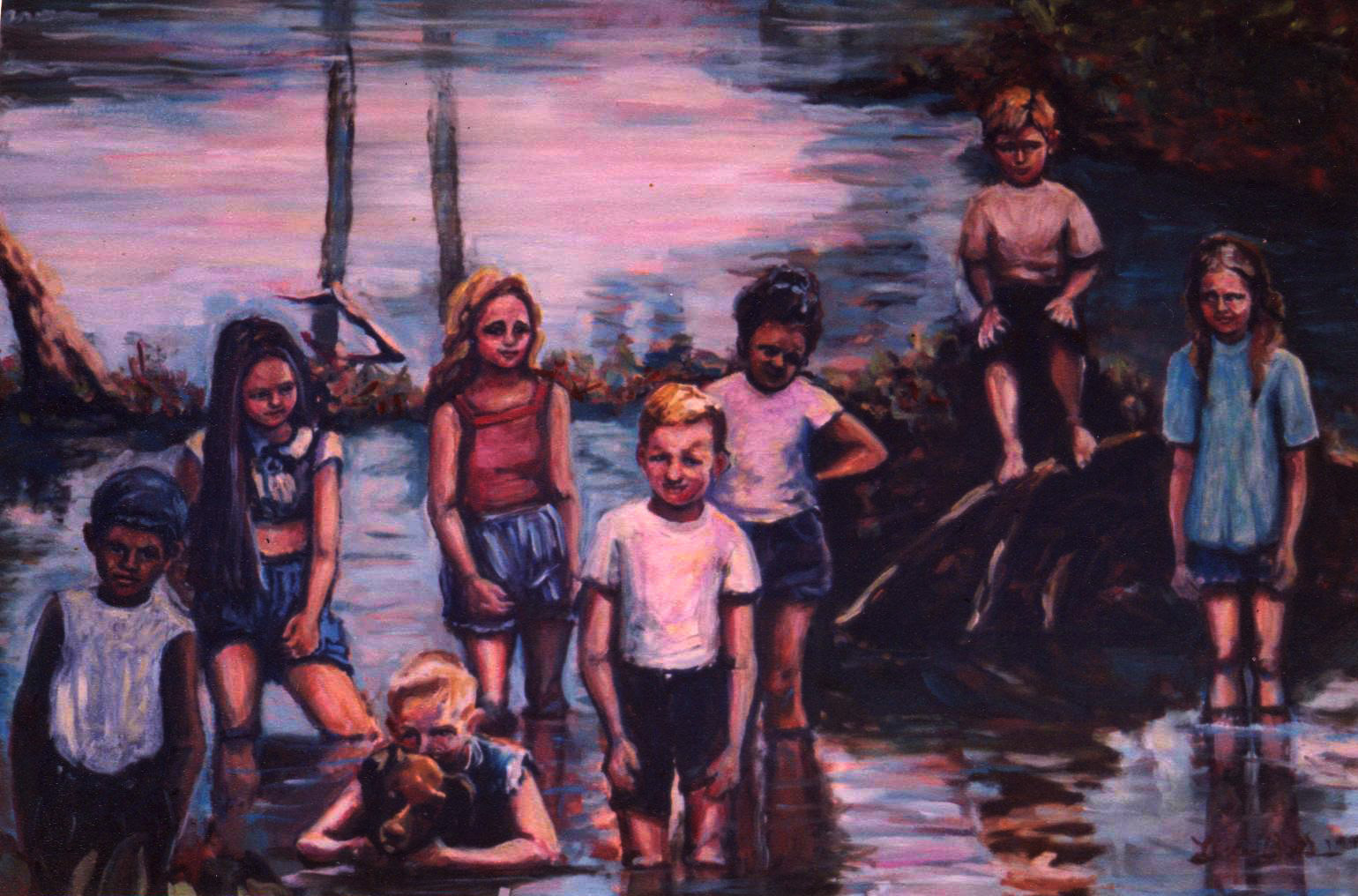 Commission oil painting for The Children's Runaway Society of Jackson, Michigan 1994 Art By Lisabelle Oil on wood 24x36"