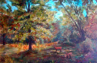 Landscape Paintings by Lisabelle ©2009 DEER ON SPICER DRIVE, Brooklyn, MI 2006 Oil on canvas 24x36" prints available