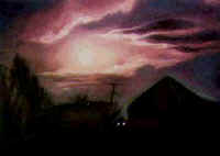 Landscape Paintings by Lisabelle ©2009 NIGHT SCENE oil on canvas 1997 16x20" Sold
