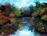 Landscape Paintings by Lisabelle ©2009. VINYARD LAKE AUTUMN 14x11" oil on canvas, Brooklyn, MI ORIGINAL NFS, Prints available