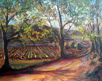 Landscape by Lisabelle2009 SONOMA VINYARD LANE, Oil on canvas 16x20" Original NFS, Prints Available