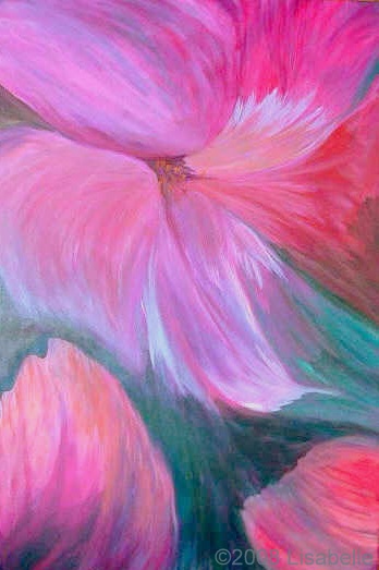 Original Floral Art Painting by Lisa Bell "Magenta" acrylic on canvas 24x36" 