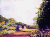 Landscape Paintings by Lisabelle 2009  SUNDAY CHURCH 1998. Acrylic on canvas 10x14"  NFS