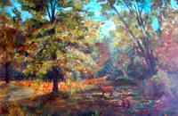 Landscape Paintings by Lisabelle 2009  DEER ON SPICER DRIVE, Brooklyn, MI 2006 Oil on canvas 24x36" prints available