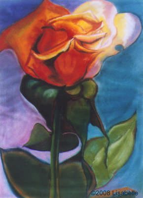 Orange Rose a painting by Lisabelle, a large rose of pastel on paper.  24x18" unframed.