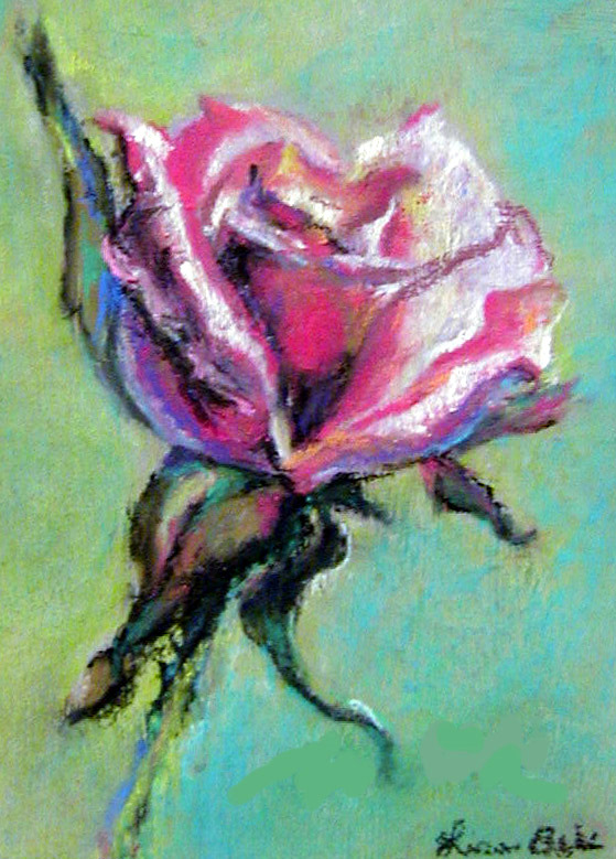 Pink Rose in pastel by Lisabelle 