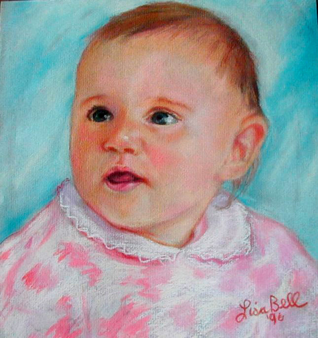 Commission a portrait of a baby girl by Lisabelle 1996.  Pastel portrait 10" x 14"
