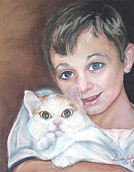 ROBERT and DOT the CAT 2007, Pastel portrait by Lisabelle, Portraits of People and Pets