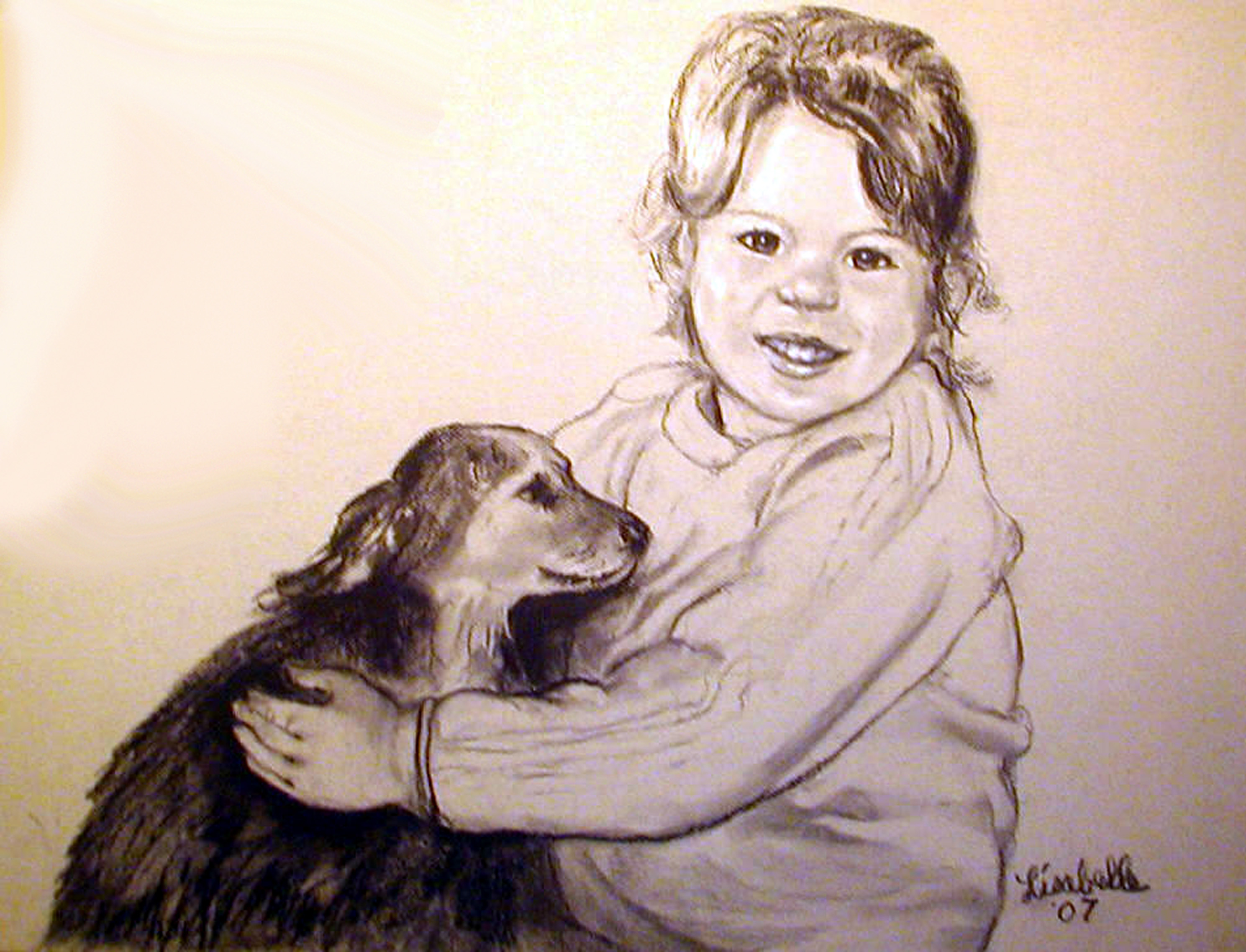 CAROLS GRANDAUGHTER 2007 Charcoal Portraits by Lisabelle, Art by Lisabelle, ArtbyLisabelle, Pet Portraits by Lisabelle, Artwanted.com Prints of your favorite portraits by Lisabelle